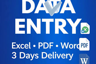 do fast and accurate data entry in excel and PDF in 3 days