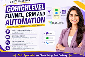 set up your gohighlevel funnel, CRM and automation