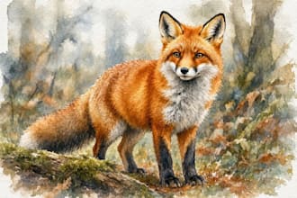 draw realistic animal illustration in watercolor