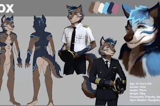 draw character sheet furry reference sheet fursona character design oc character