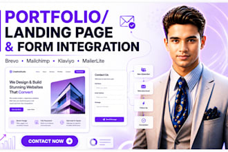 design professional portfolio, landing page with contact form