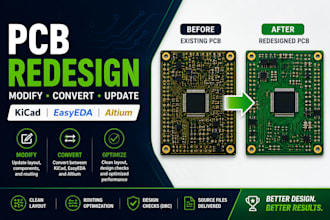 redesign and modify your pcb layout in kicad easyeda or altium