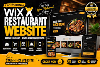 design premium wix restaurant website with online ordering, menu and booking