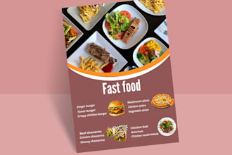 create modern restaurant menu, food flyer and instagram post