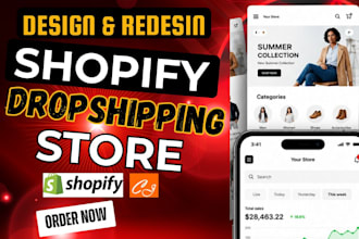 build shopify store, redsign shopify website, shopify dropshipping store