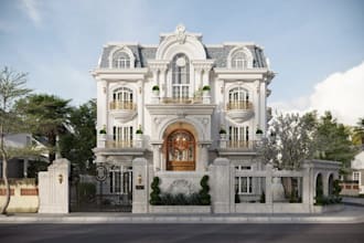 redesign classical european building, lime stone facade visual,archviz rendering