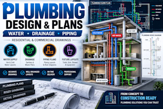 design plumbing, water supply, drainage and piping plans in autocad
