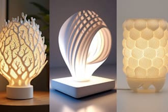 do 3d lamp design, 3d led light, bulb lamp, printable lamp, 3d lamp modeling