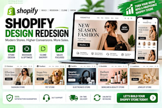 shopify store design, shopify website design, shopify redesign, clone shopify