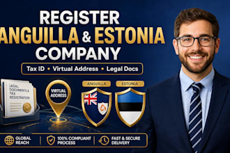 register anguilla and estonia company, tax, virtual address and legal document