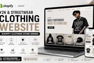 design and create a  shopify y2k clothing brand or streetwear website