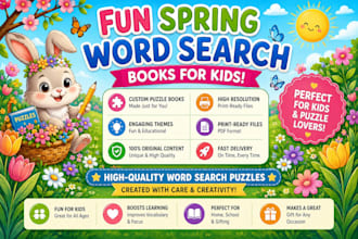 design custom word search puzzle books kids