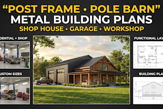 design post frame, pole barn, metal building, barndominium and shop house plans