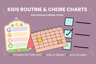 design custom kids daily routine and chore charts