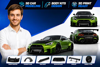 3d car model body kit car parts fender flares widebody kit stl for 3d printing