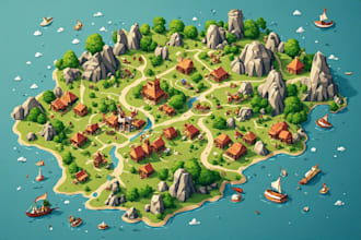 create event, tourist, and fantasy map illustration