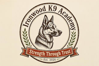 create dog training vintage logo with text with any file