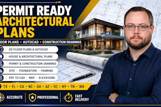 architectural drawings 2d floor plan site plan city permit autocad texas florida