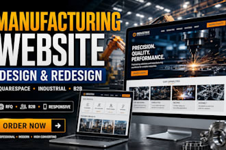 design and redesign squarespace website for manufacturing industrial b2b busines