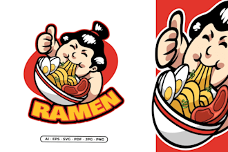 create a modern japanese food and ramen logo design