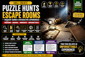 design custom escape room games, puzzles and mystery games