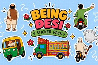 design custom hand drawn cartoon stickers