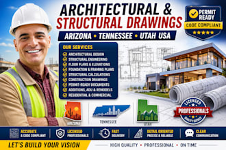 create architectural and structural drawings in arizona, tennessee, utah USA