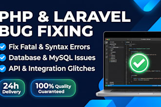 fix PHP, laravel errors, database issues and backend bugs