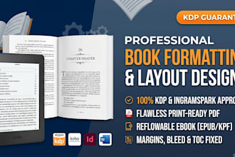 do book formatting, layout design and KDP ebook format