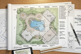 design your garden design,landscape architect plan and city permit drawings