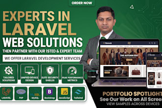 build custom laravel website, ecommerce, school, business, portfolio and more