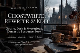 ghostwrite, rewrite and edit gothic, dark and mysterious, domestic suspense book