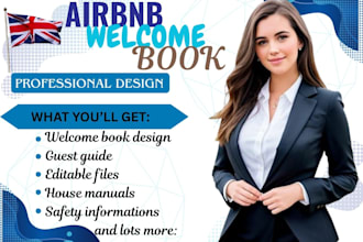 design a professional airbnb welcome book and guest guide
