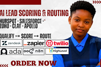 create ai lead scoring routing hubspot salesforce zoho clay make zapier n8n