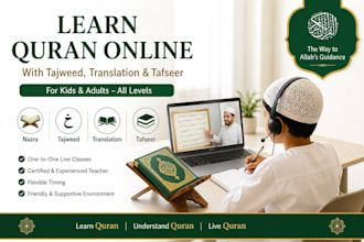 teach quran with tajweed, nazra,recitation,translation and tafser