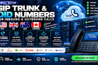 setup stable usa uk aus did number and sip trunk for inbound outbound calls