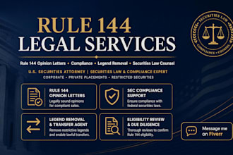 prepare a rule 144 opinion letter for restricted securities