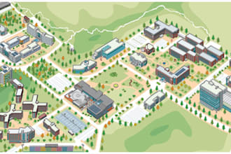 create university map, campus map, school map, wayfinding map and 2d 3d maps