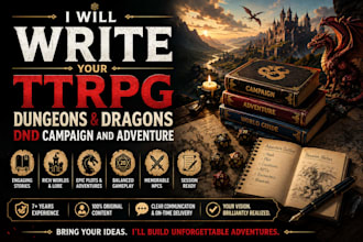 write your ttrpg dungeons and dragons dnd campaign and adventure