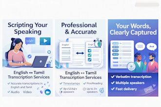 provide accurate english and tamil audio and video transcription services