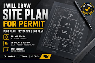 draw site plan for permit, plot plan setbacks, california texas florida