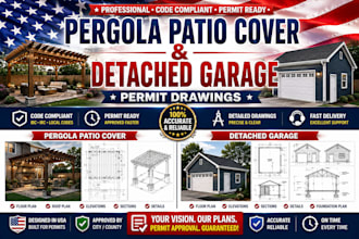 prepare pergola patio cover and detached garage permit drawings