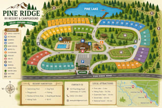 create campground map rv park map resort map tourist map vector map visitor
