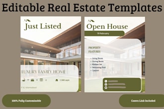 design cohesive real estate instagram post templates in canva