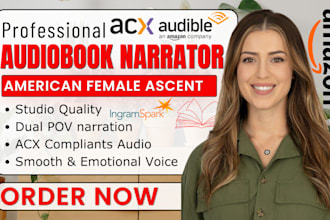 narrate your fiction romance audiobook with an american female voice