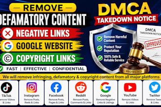 takedown remove harassing defamatory content instagram facebook reddit google