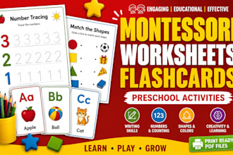 create montessori worksheets, flashcards, preschool activities and learning art