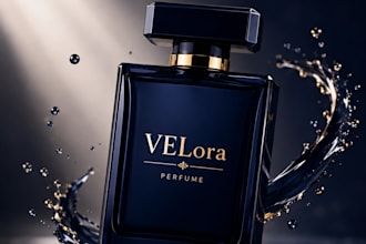 design a luxury perfume bottle and packaging mockup