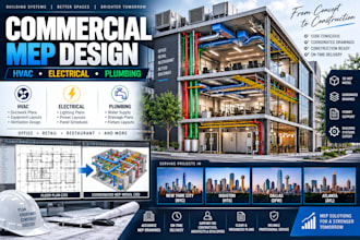 design commercial mep, hvac, electrical and plumbing plans in autocad