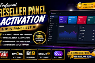 activate reseller panel strong8k,ott panel,tivione, b1g,dream4k,iptv rebrand